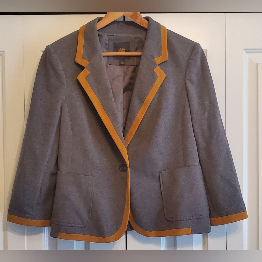 Womens OBR Outback Red The Limited Gray Single Breast Blazer Jacket Cotton Blend